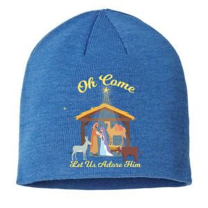 Let Us Adore Him Christmas Advent Nativity Scene North Gift Sustainable Beanie