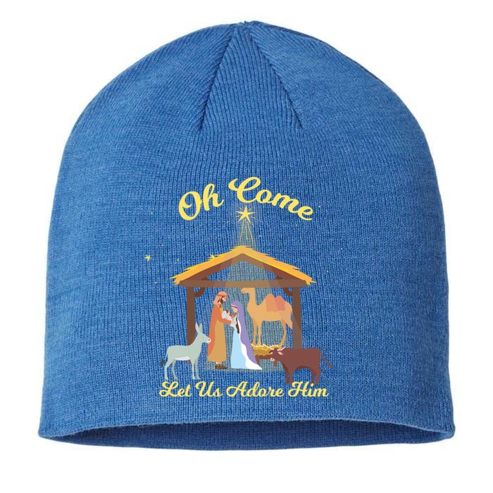 Let Us Adore Him Christmas Advent Nativity Scene North Gift Sustainable Beanie