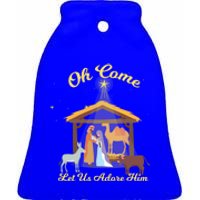 Let Us Adore Him Christmas Advent Nativity Scene North Gift Ceramic Bell Ornament