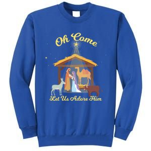 Let Us Adore Him Christmas Advent Nativity Scene North Gift Tall Sweatshirt