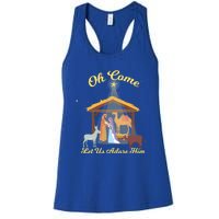 Let Us Adore Him Christmas Advent Nativity Scene North Gift Women's Racerback Tank