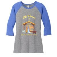 Let Us Adore Him Christmas Advent Nativity Scene North Gift Women's Tri-Blend 3/4-Sleeve Raglan Shirt