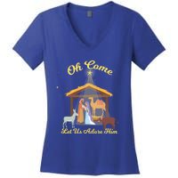 Let Us Adore Him Christmas Advent Nativity Scene North Gift Women's V-Neck T-Shirt