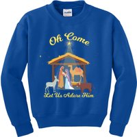 Let Us Adore Him Christmas Advent Nativity Scene North Gift Kids Sweatshirt