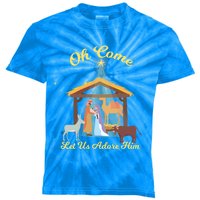 Let Us Adore Him Christmas Advent Nativity Scene North Gift Kids Tie-Dye T-Shirt