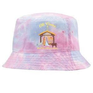 Let Us Adore Him Christmas Advent Nativity Scene North Gift Tie-Dyed Bucket Hat