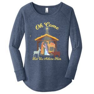 Let Us Adore Him Christmas Advent Nativity Scene North Gift Women's Perfect Tri Tunic Long Sleeve Shirt