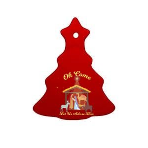 Let Us Adore Him Christmas Advent Nativity Scene North Gift Ceramic Tree Ornament