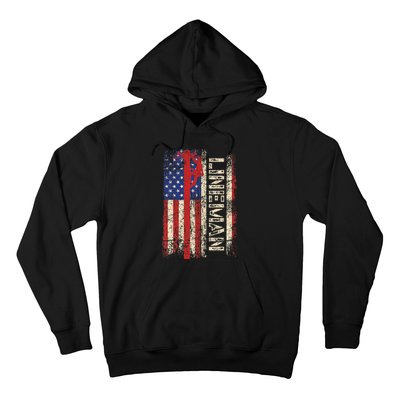 Lineman Us American Flag Patriotic Electrician Dad Hoodie