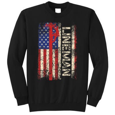 Lineman Us American Flag Patriotic Electrician Dad Sweatshirt