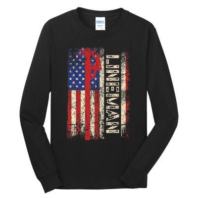 Lineman Us American Flag Patriotic Electrician Dad Tall Long Sleeve T-Shirt