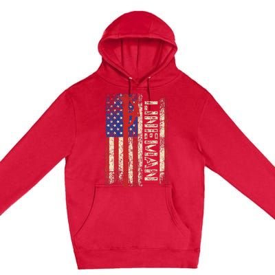 Lineman Us American Flag Patriotic Electrician Dad Premium Pullover Hoodie