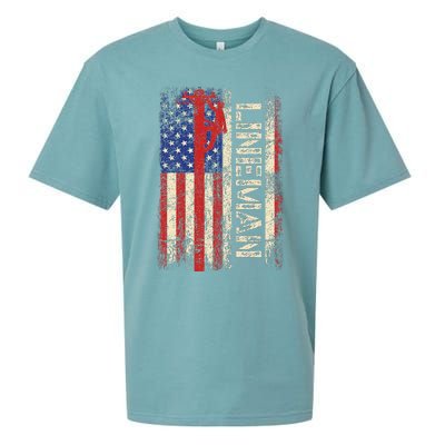 Lineman Us American Flag Patriotic Electrician Dad Sueded Cloud Jersey T-Shirt