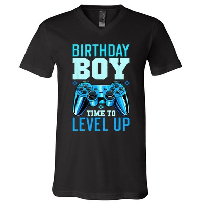 Level Up Birthday Matching Gamer Party Classic Fit Black V-Neck T-Shirt