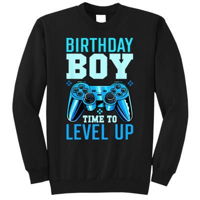 Level Up Birthday Matching Gamer Party Classic Fit Black Tall Sweatshirt