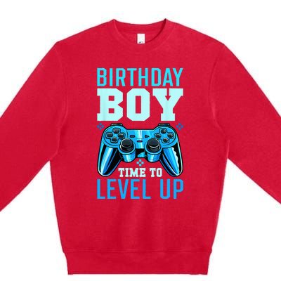 Level Up Birthday Matching Gamer Party Classic Fit Black Premium Crewneck Sweatshirt