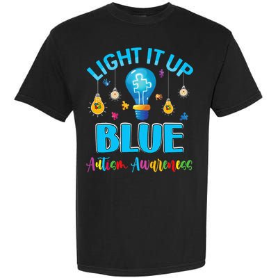 Light Up Blue Autism Awareness Puzzle For Mom Garment-Dyed Heavyweight T-Shirt