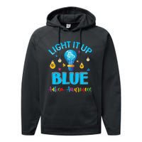 Light Up Blue Autism Awareness Puzzle For Mom Performance Fleece Hoodie