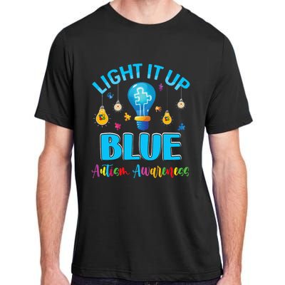 Light Up Blue Autism Awareness Puzzle For Mom Adult ChromaSoft Performance T-Shirt