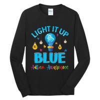 Light Up Blue Autism Awareness Puzzle For Mom Tall Long Sleeve T-Shirt