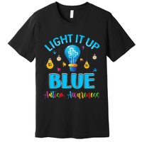 Light Up Blue Autism Awareness Puzzle For Mom Premium T-Shirt