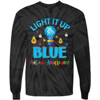 Light Up Blue Autism Awareness Puzzle For Mom Tie-Dye Long Sleeve Shirt