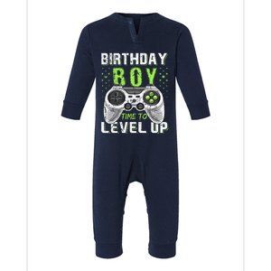 Level Up Birthday Boy Video Game Classic Fit Black Party Gift Infant Fleece One Piece