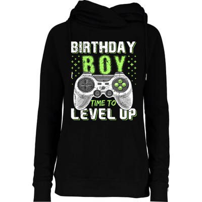 Level Up Birthday Boy Video Game Womens Funnel Neck Pullover Hood