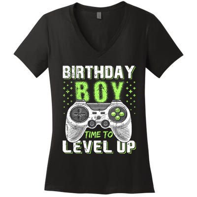 Level Up Birthday Boy Video Game Women's V-Neck T-Shirt