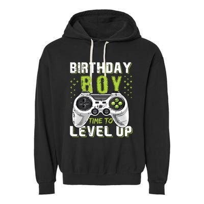 Level Up Birthday Boy Video Game Garment-Dyed Fleece Hoodie