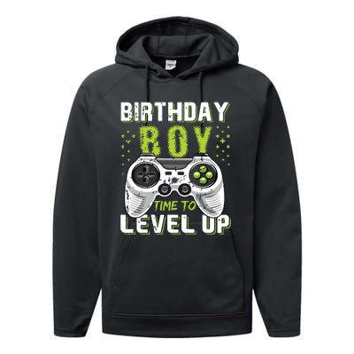 Level Up Birthday Boy Video Game Performance Fleece Hoodie