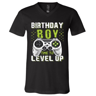 Level Up Birthday Boy Video Game V-Neck T-Shirt