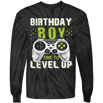 Level Up Birthday Boy Video Game Tie-Dye Long Sleeve Shirt