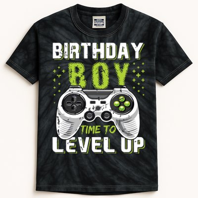 Level Up Birthday Boy Video Game Kids Tie-Dye T-Shirt