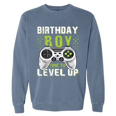 Level Up Birthday Boy Video Game Garment-Dyed Sweatshirt