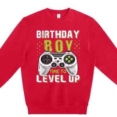 Level Up Birthday Boy Video Game Premium Crewneck Sweatshirt