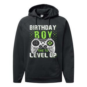 Level Up Birthday Video Game Black Party Gift Performance Fleece Hoodie