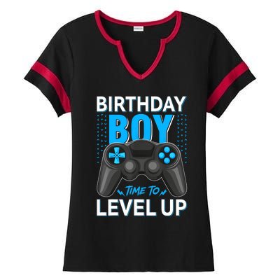 Level Up Birthday Boy Gamer Kids Party Video Game Gift Ladies Halftime Notch Neck Tee