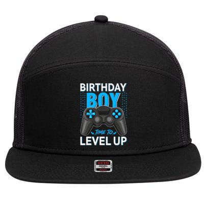 Level Up Birthday Boy Gamer Kids Party Video Game Gift 7 Panel Mesh Trucker Snapback Hat