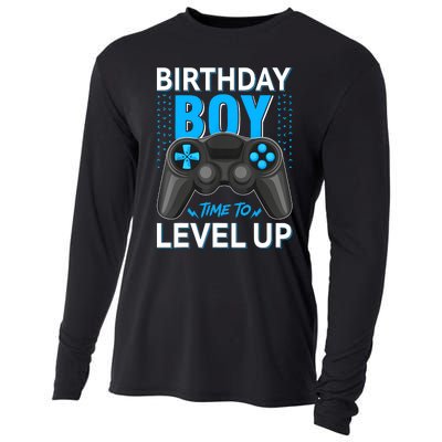 Level Up Birthday Boy Gamer Kids Party Video Game Gift Cooling Performance Long Sleeve Crew