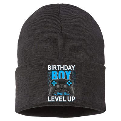 Level Up Birthday Boy Gamer Kids Party Video Game Gift Sustainable Knit Beanie