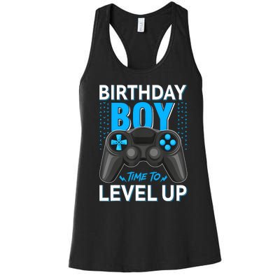 Level Up Birthday Boy Gamer Kids Party Video Game Gift Women's Racerback Tank