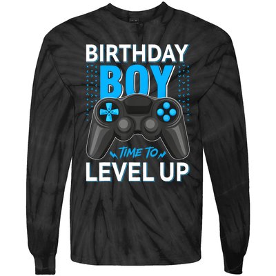 Level Up Birthday Boy Gamer Kids Party Video Game Gift Tie-Dye Long Sleeve Shirt