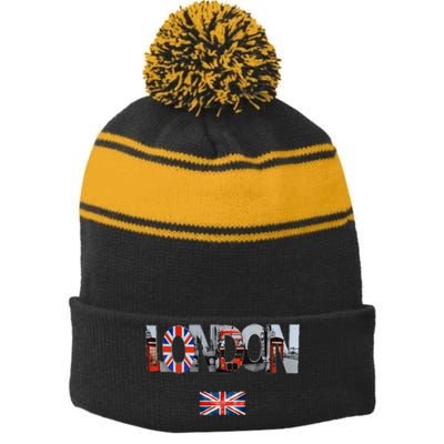 London Uk British Flag England Great Britain Stripe Pom Pom Beanie