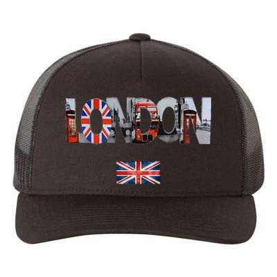 London Uk British Flag England Great Britain Yupoong Adult 5-Panel Trucker Hat