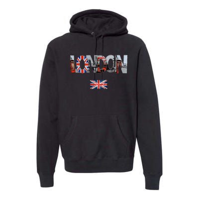 London Uk British Flag England Great Britain Premium Hoodie