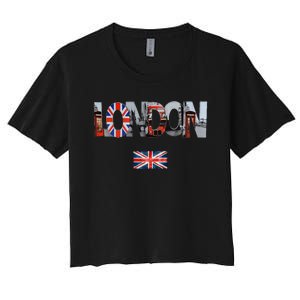 London Uk British Flag England Great Britain Women's Crop Top Tee