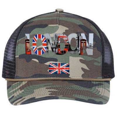 London Uk British Flag England Great Britain Retro Rope Trucker Hat Cap