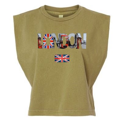 London Uk British Flag England Great Britain Garment-Dyed Women's Muscle Tee