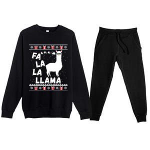 Llama Ugly Christmas Gift Sweater Gift Gift Premium Crewneck Sweatsuit Set